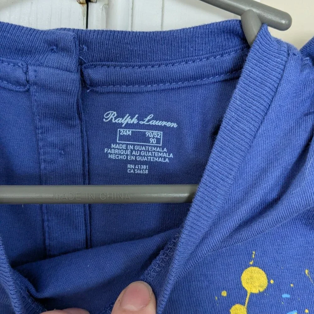 NWT Polo by Ralph Lauren Paint Splatter Cotton Jersey T-Shirt Size 24m - Picture 3 of 4